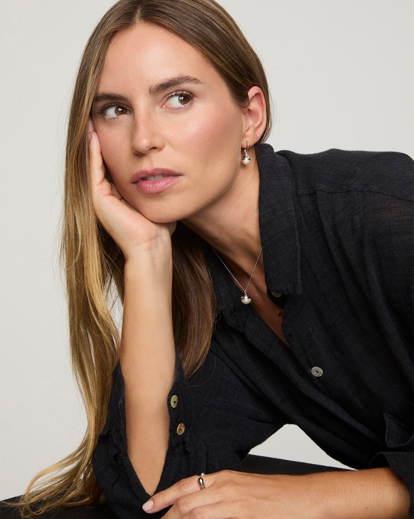 Hoop and Pearl Earrings 8mm Drop