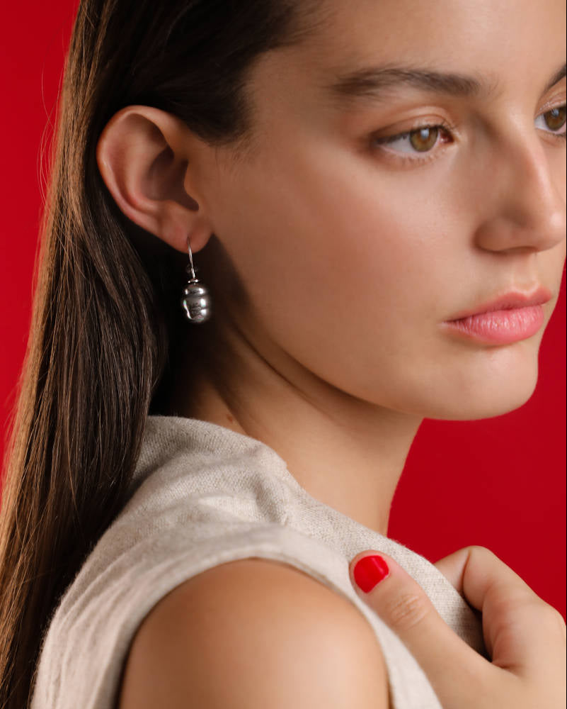 Pendientes Perla Barroca 12mm Gris Ágora