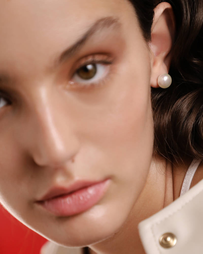Pearl Earrings 10mm Flat Nuada