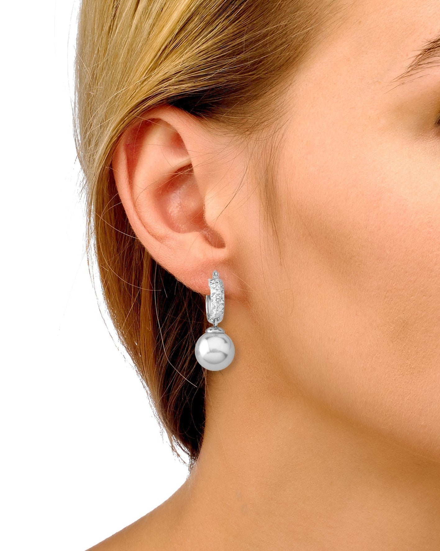 Closed Hoop Pearl Earrings 10mm Chara