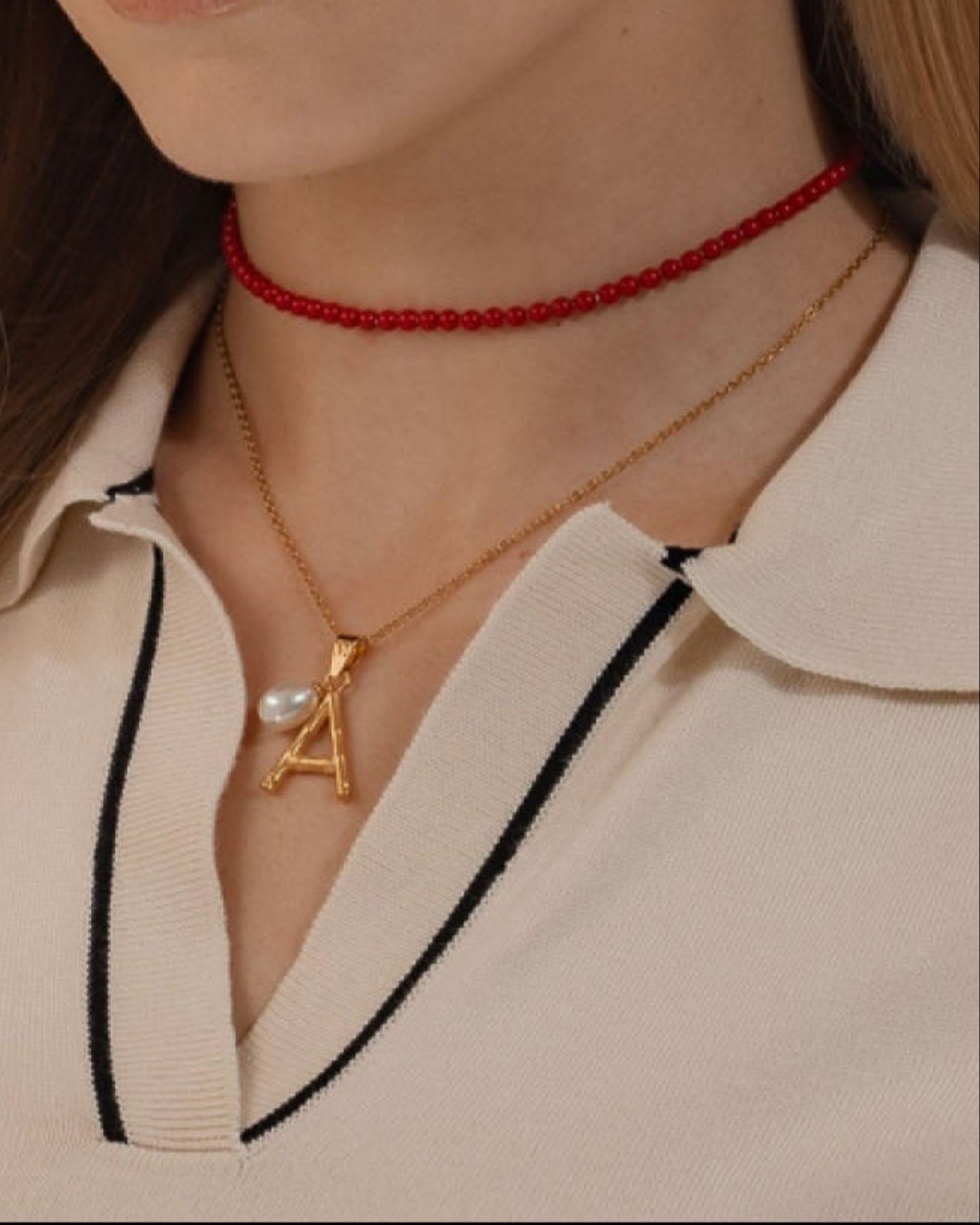 Collar Perlas 4mm Rojo Grace