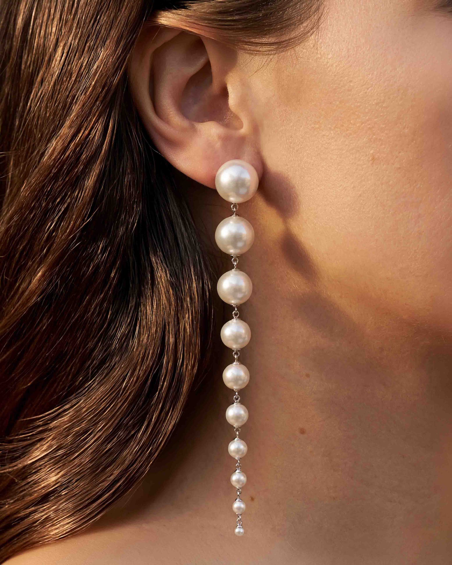 Pendientes extra largos de Perlas