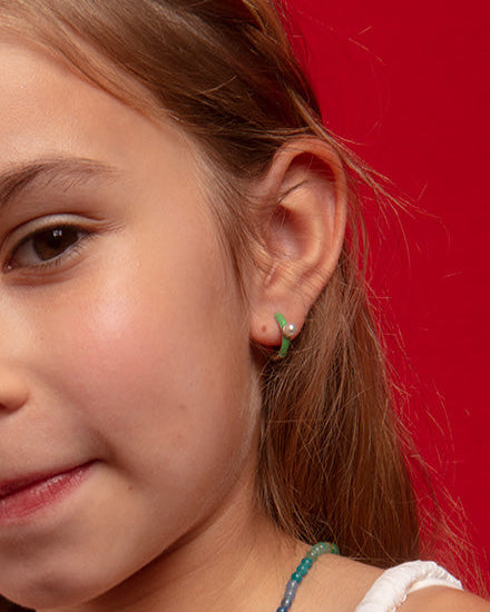 Pearl Hoop Earrings 4mm Turquoise Color Pop