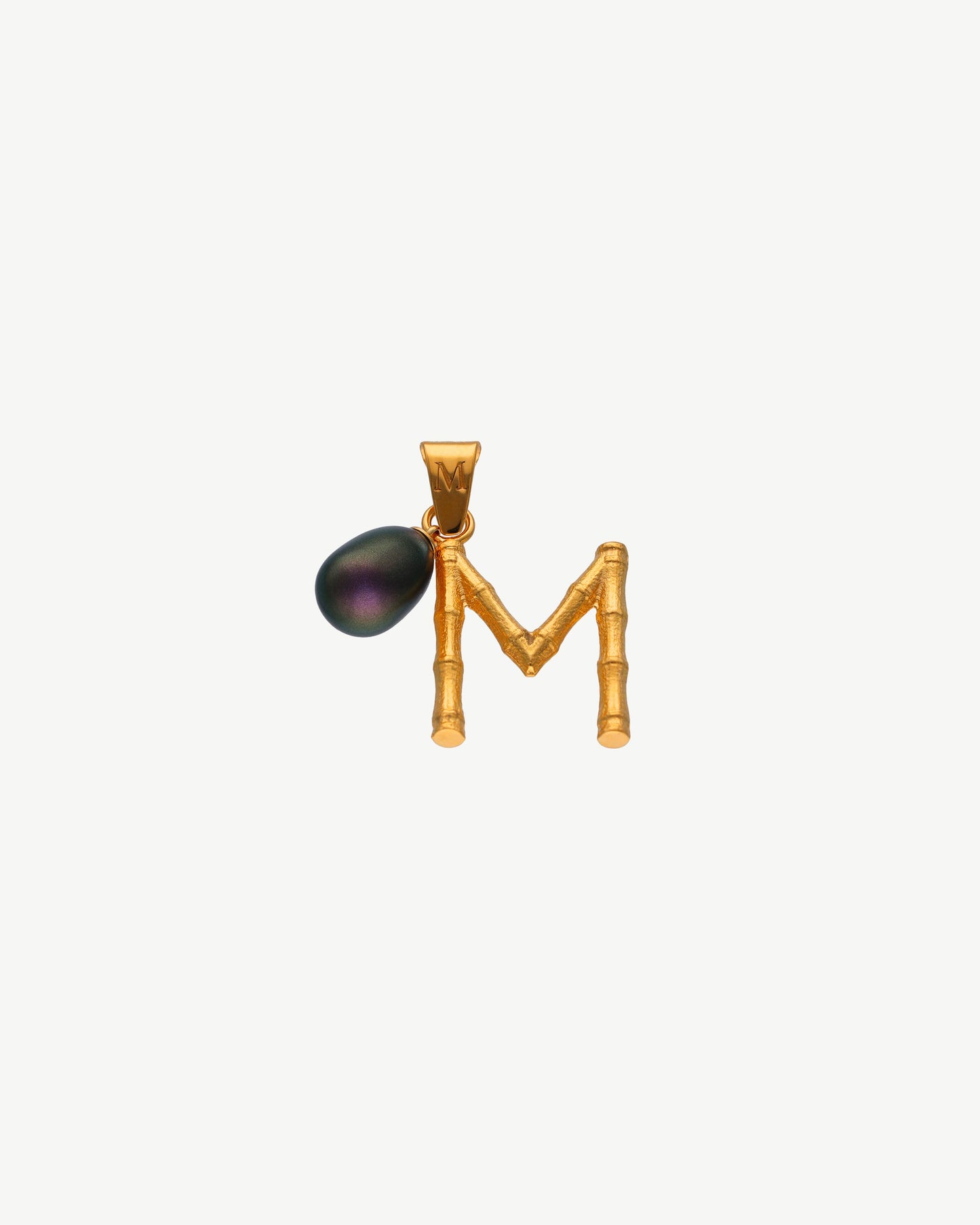 Initial Charm Letter M Pearl Tahitian Iniciales Bambu