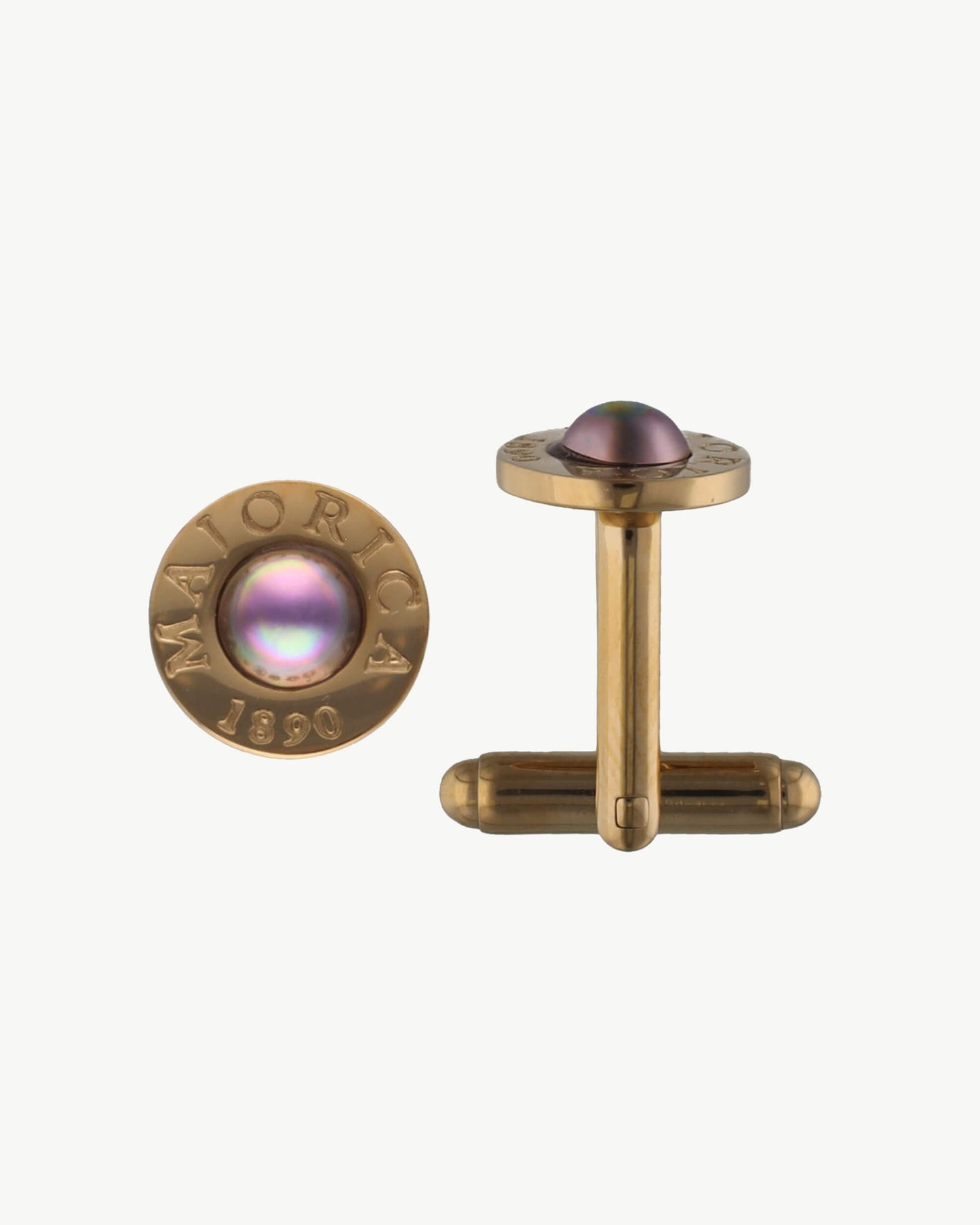 Pearl Cufflinks Aubergine Golden Circle