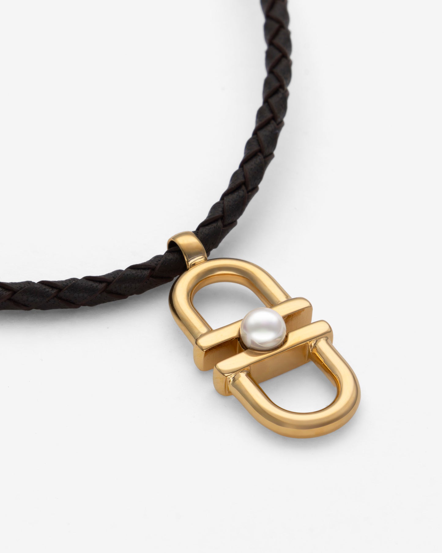 Necklace Link Leather with Pearl Equus