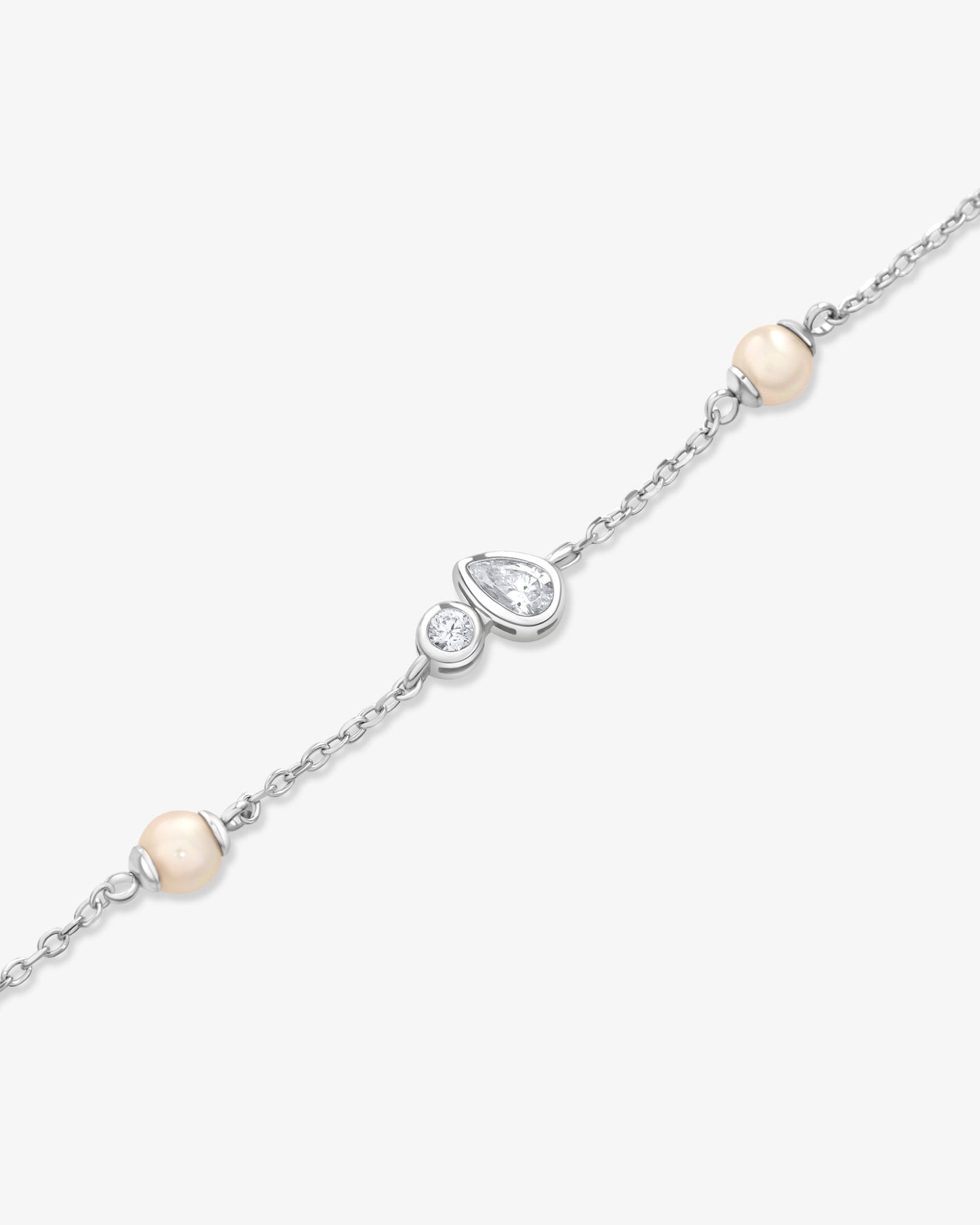 Pulsera de cadena en plata con perlas y circonitas Nova