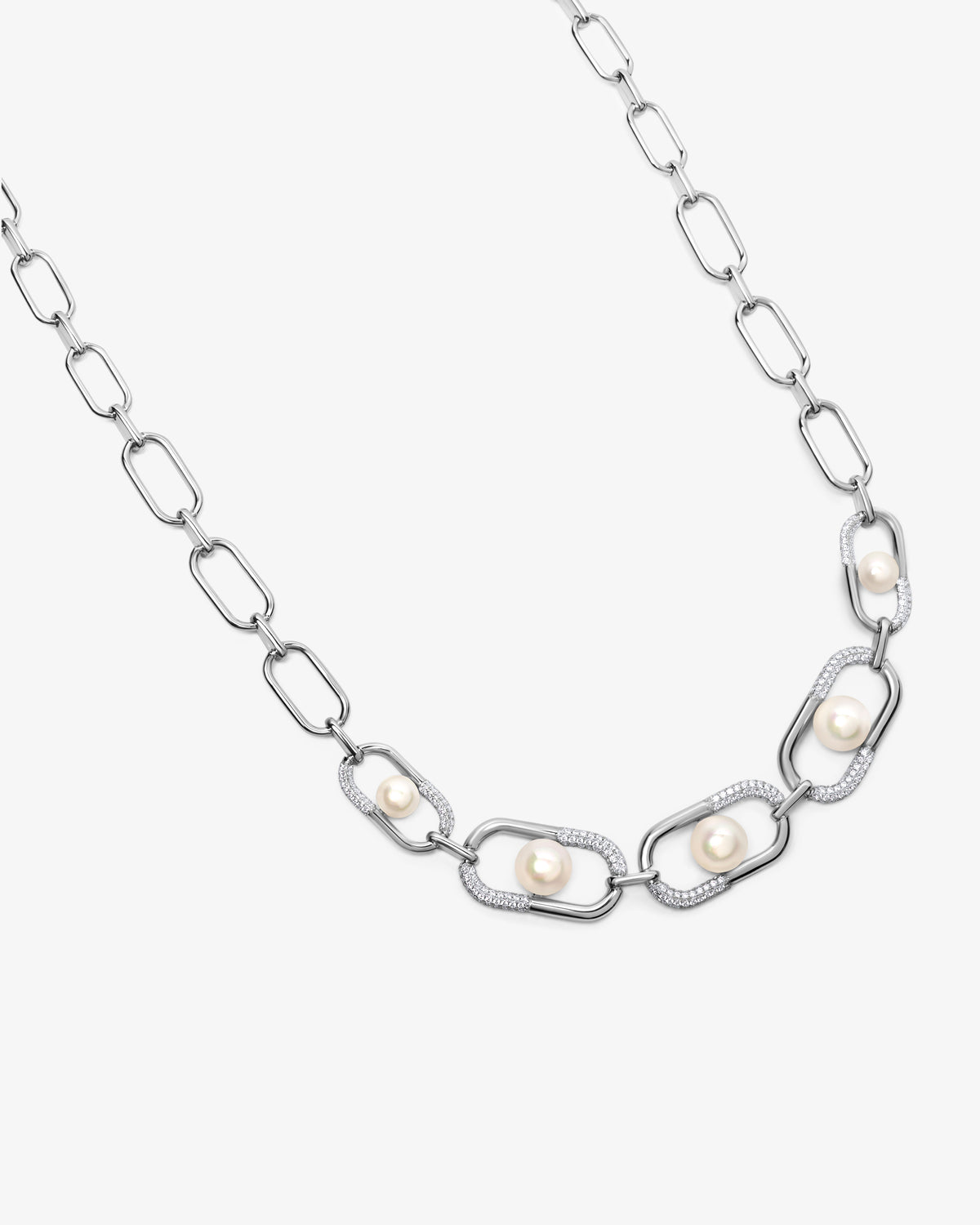 Gliederkette aus Silber mit Perlen und Logo Libre