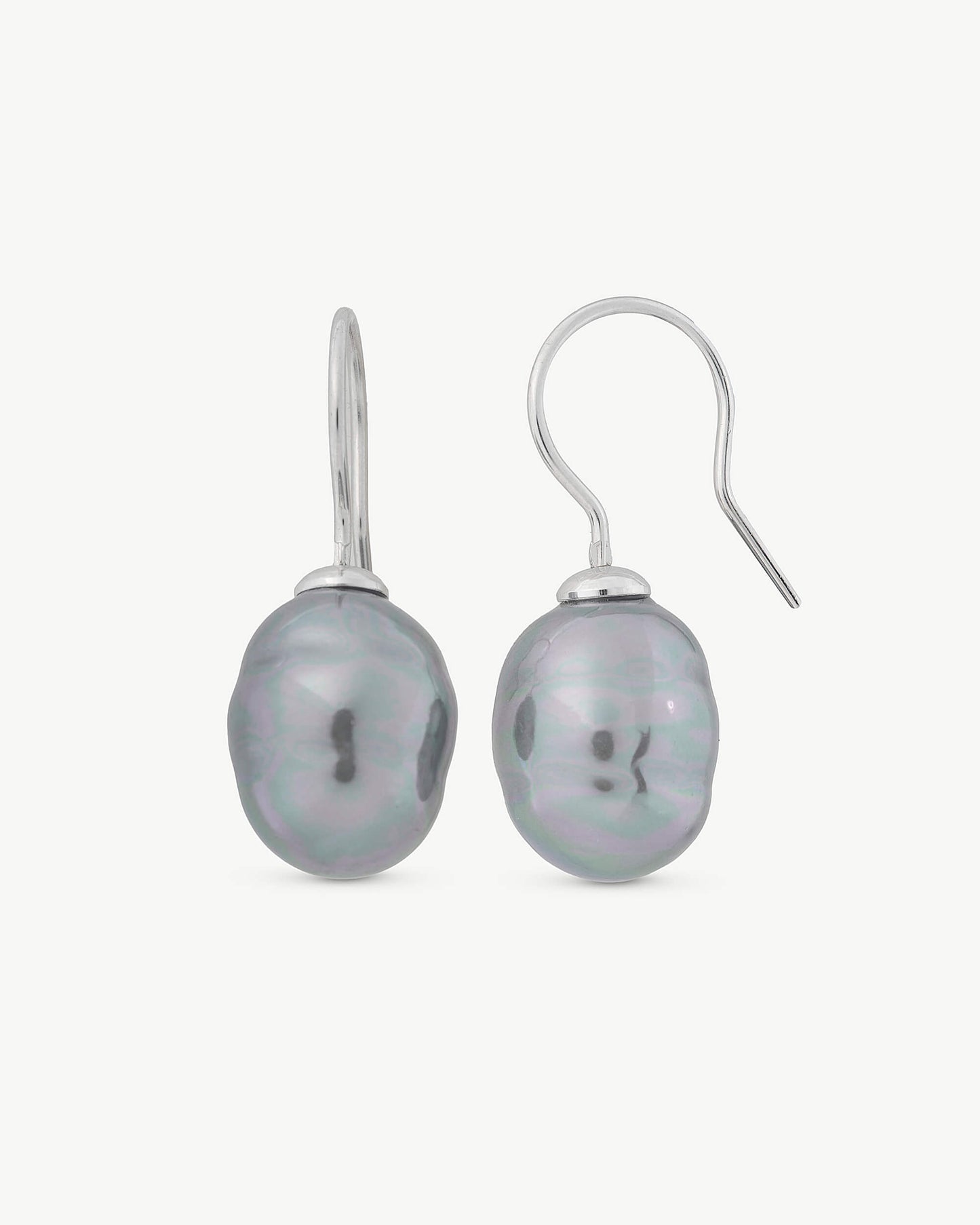 Baroque Pearl Earrings 12mm Grey Agora