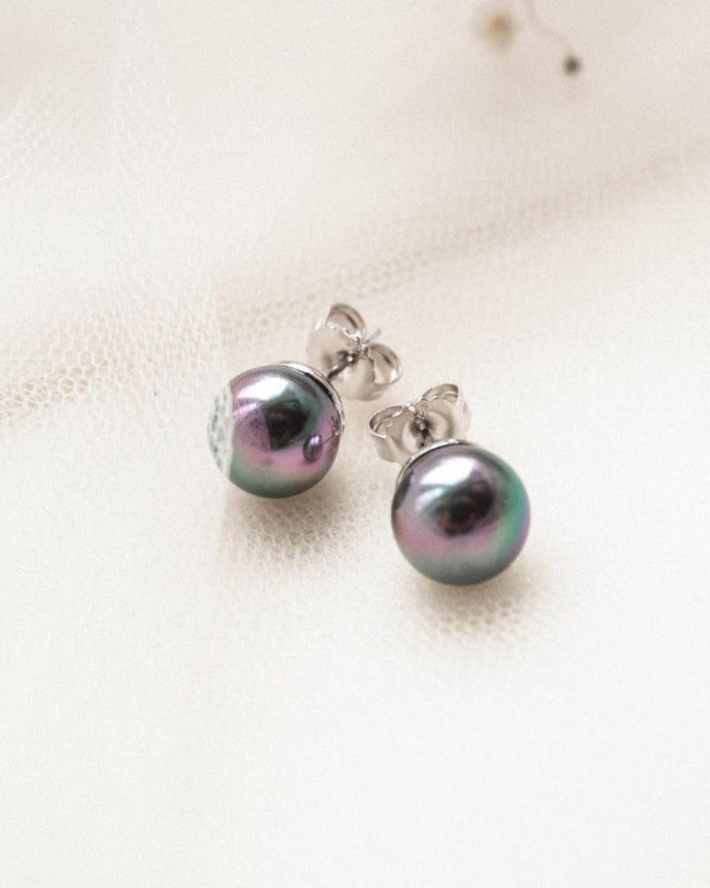 Pendientes Perla 6mm Gris Lyra