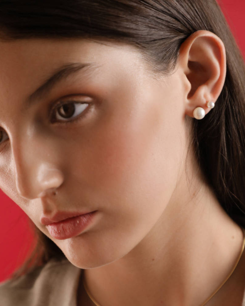 Ohrringe aus 18-karätigem Gold mit 8-mm-Perle Taylor