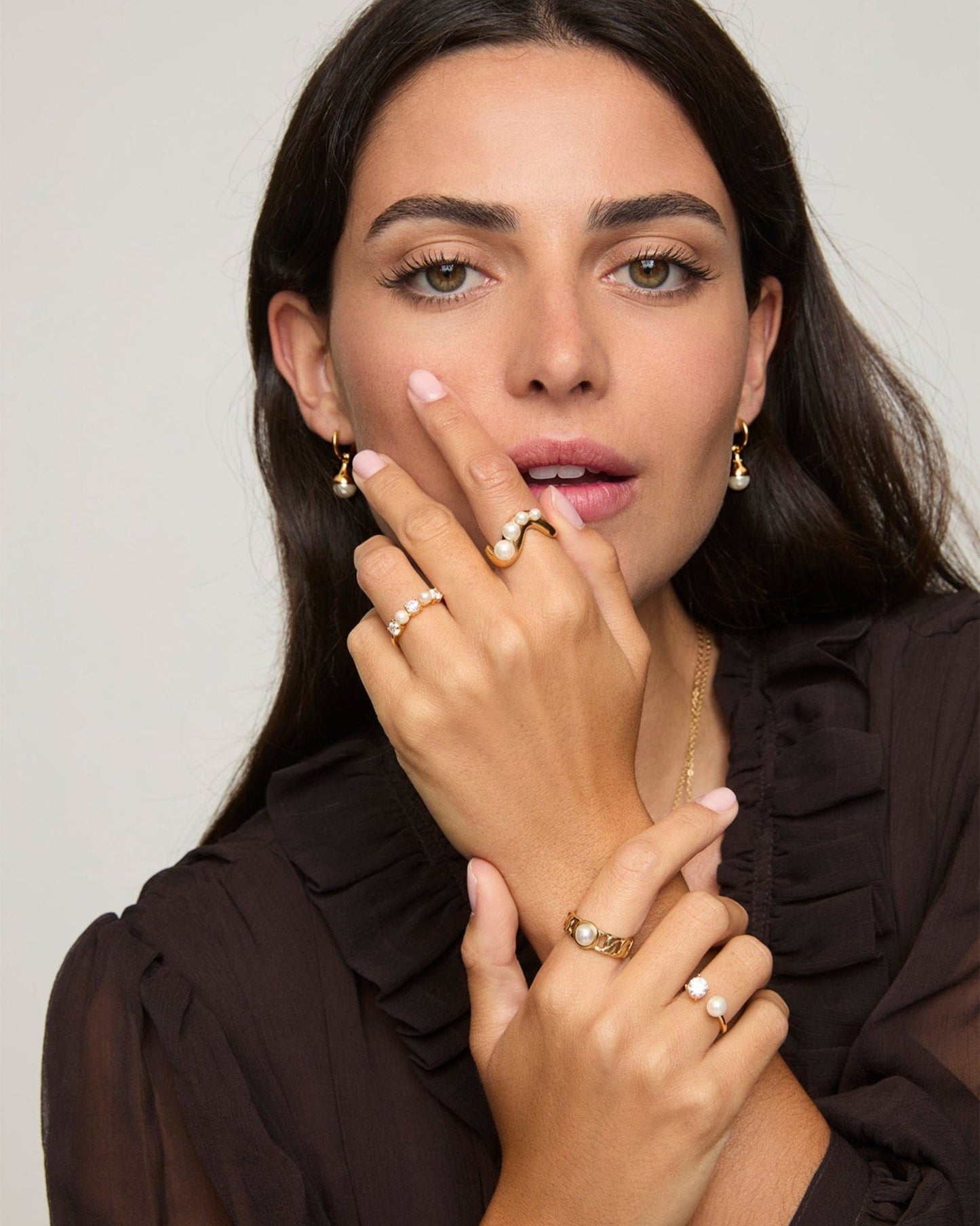 Ring Gold with Pearls from 3 to 6mm Petit