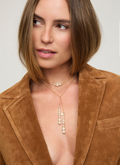 Gold Necklace 110cm long with Pearls Petit