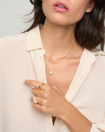 Gold Ring with Half Pearl 4mm Drop