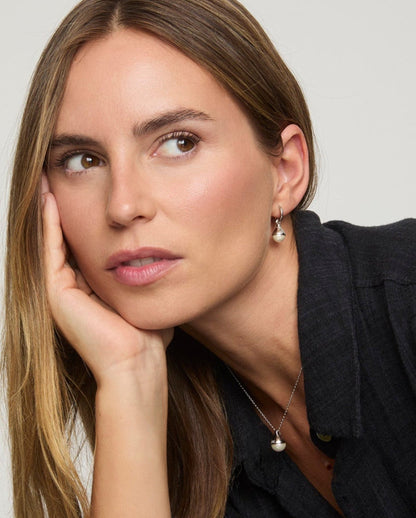 Hoop and Pearl Earrings 8mm Drop