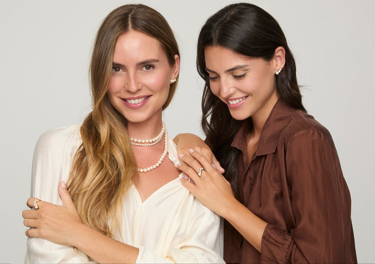Pendientes Trepador Dorado de Perlas Petit