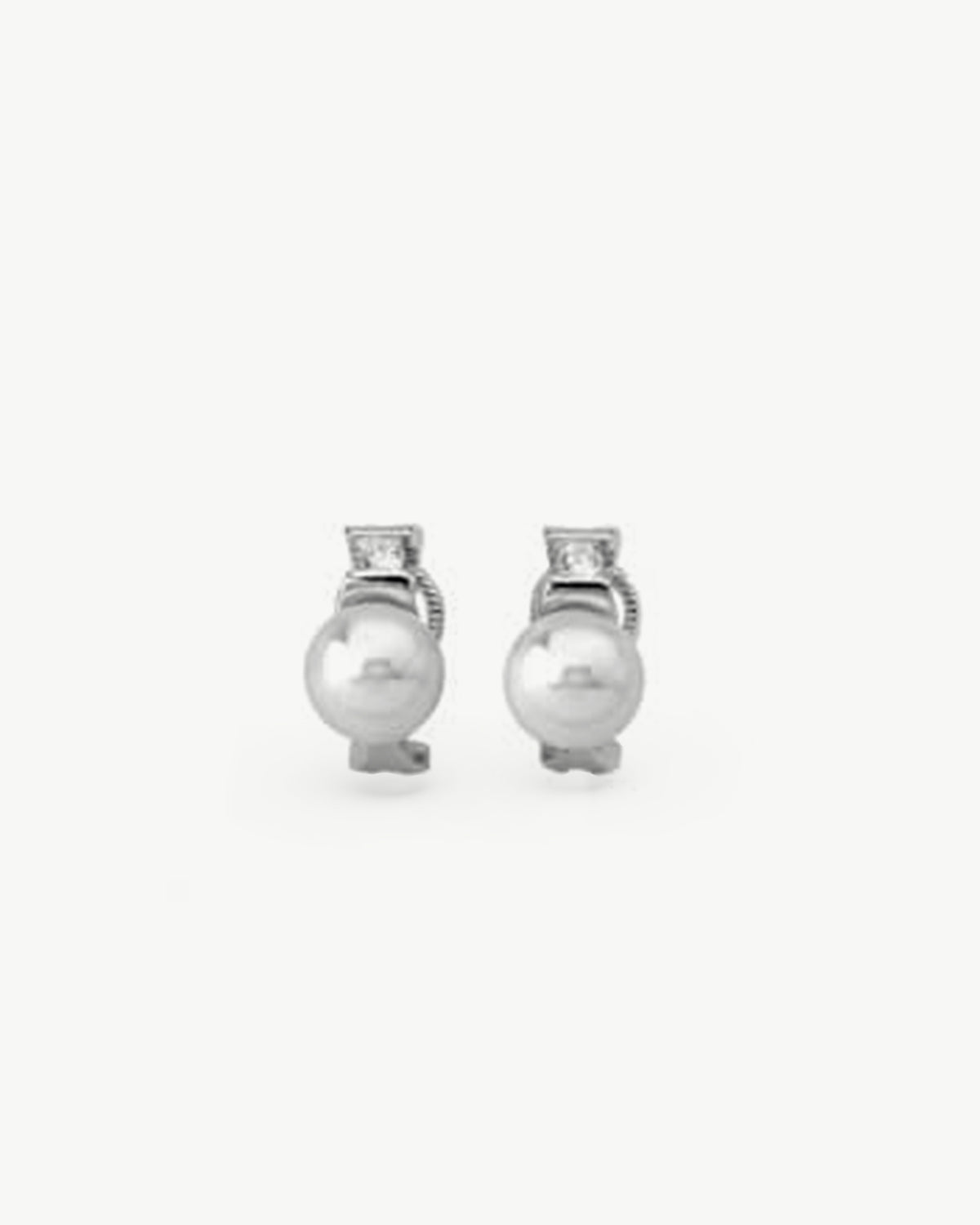Pearl Earrings and Zirconia 9mm Omega Clasp Selene