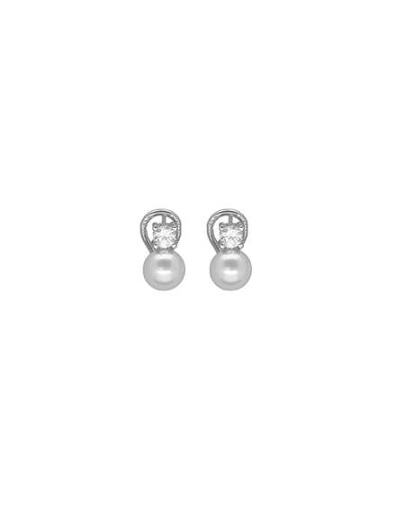 Pendientes Cierre Omega Perla 8mm y Circonita Selene
