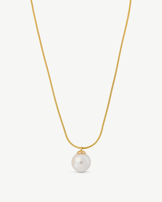 Collar con Colgante Perla 10mm Dorado Nuada
