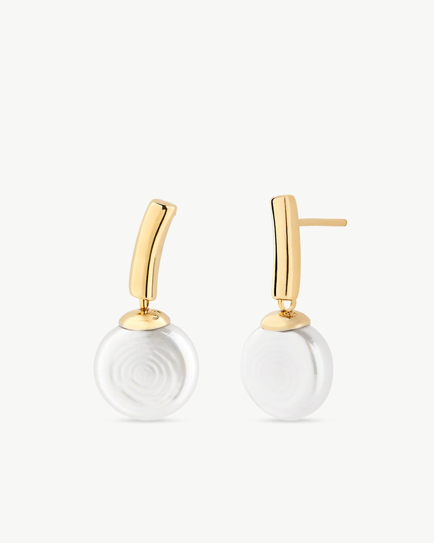 Pearl Earrings 10mm Flat Golden Espiga