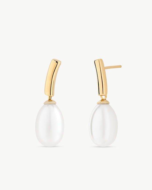 Pearl Earrings 9mm Golden Espiga
