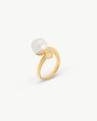 Pearl and Round Zirconia Ring 10mm Golden Selene