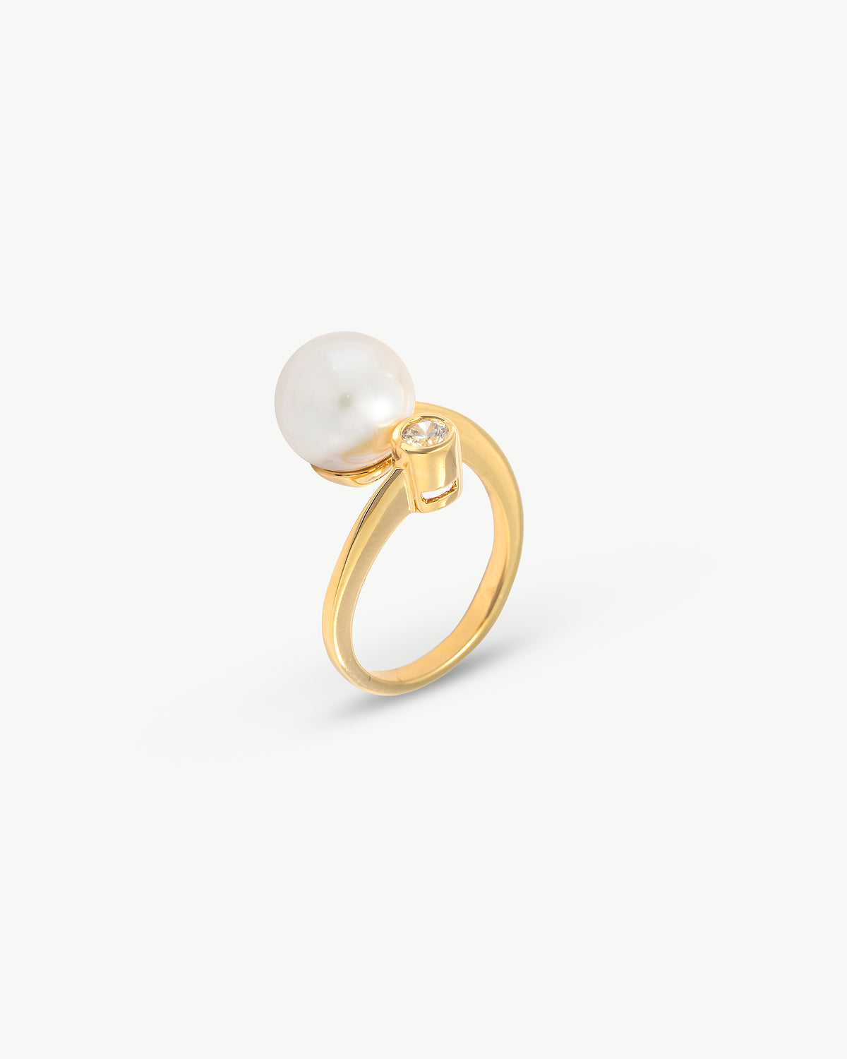 10 mm Perlen- und runder Zirkoniaring Gold Selene