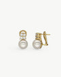 Pearl Earrings 10mm with 4 Golden Zirconia Selene