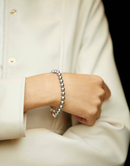 Pulsera Perlas 6mm Gris Lyra