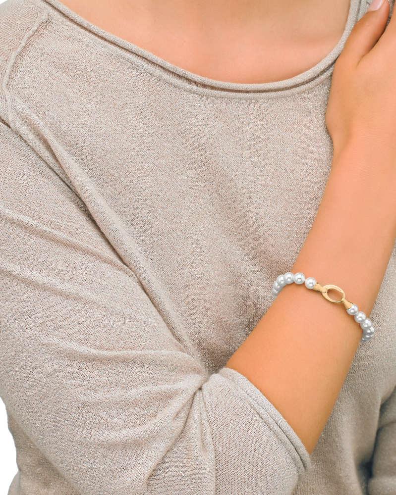 8 mm goldenes Perlenarmband Lyra
