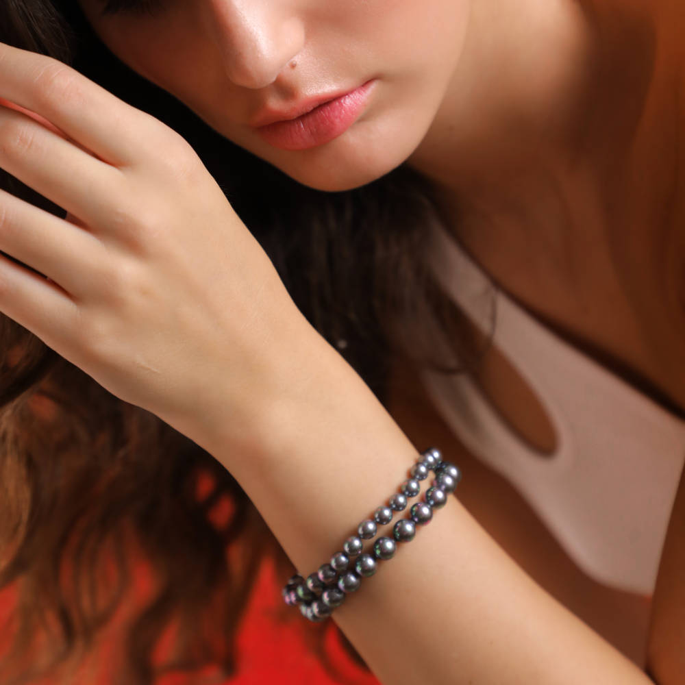 Pulsera Perlas 8mm Gris Lyra