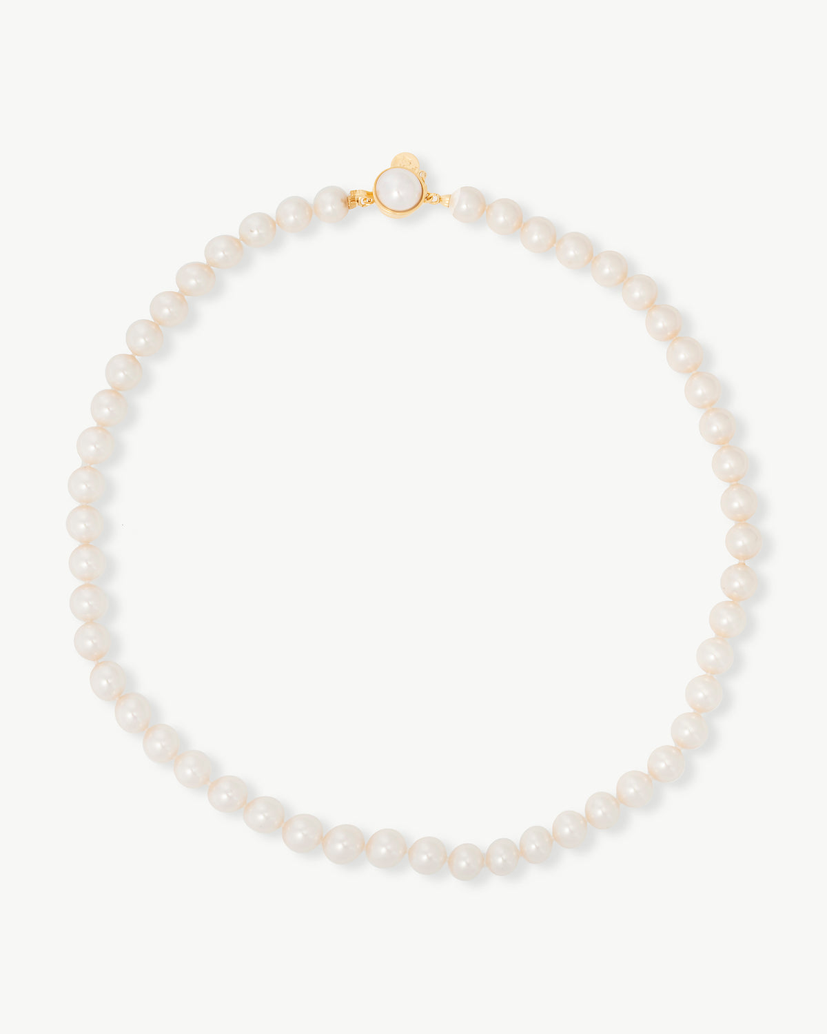 8mm Perlenkette, 45cm, und goldener Perlenverschluss, Lyra