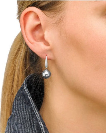 Pendientes Cortos Perla Gris 10mm Nuada
