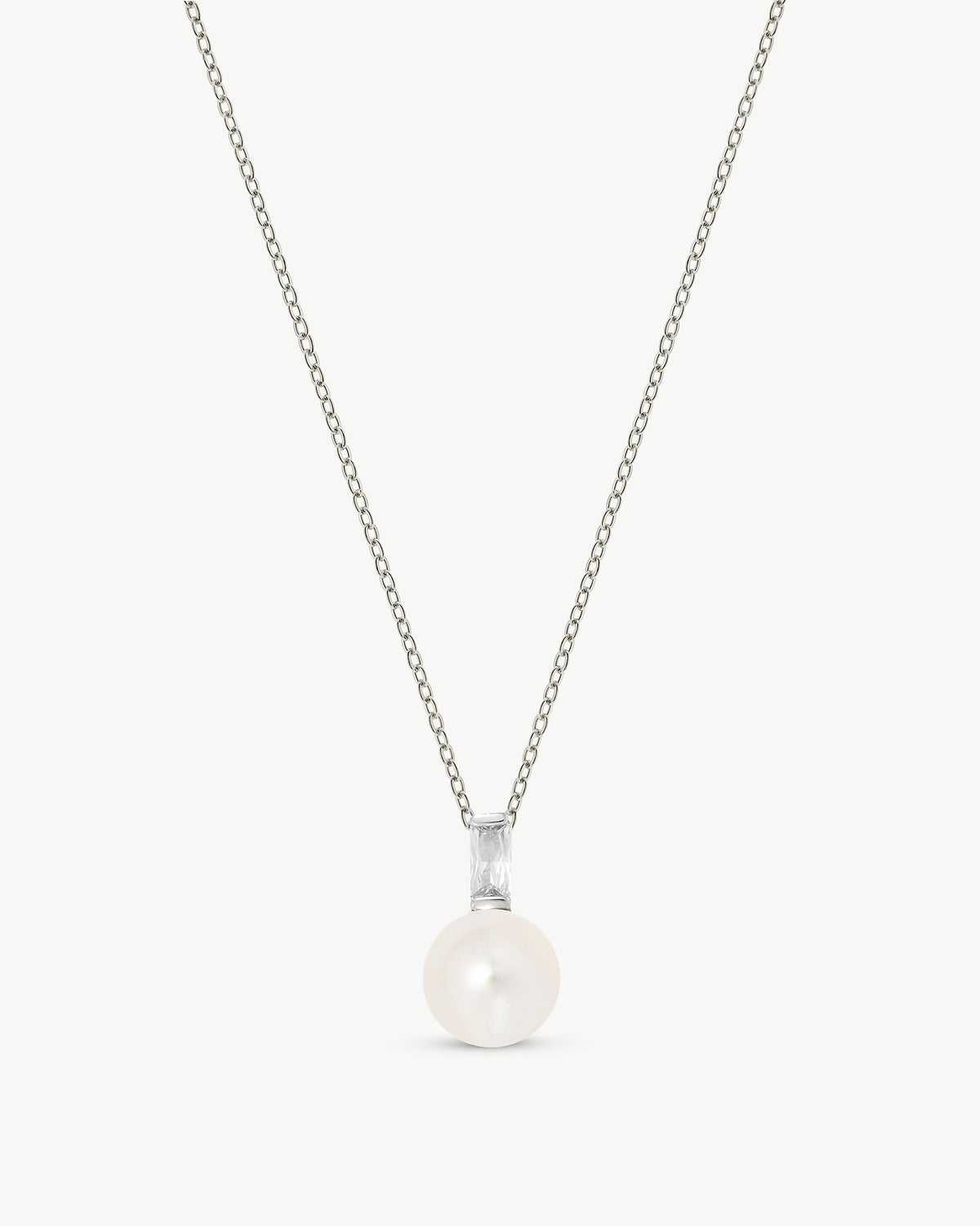 Anhänger mit 8mm Perlenkette und Zirkonia Selene