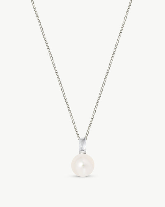 Anhänger mit 8mm Perlenkette und Zirkonia Selene