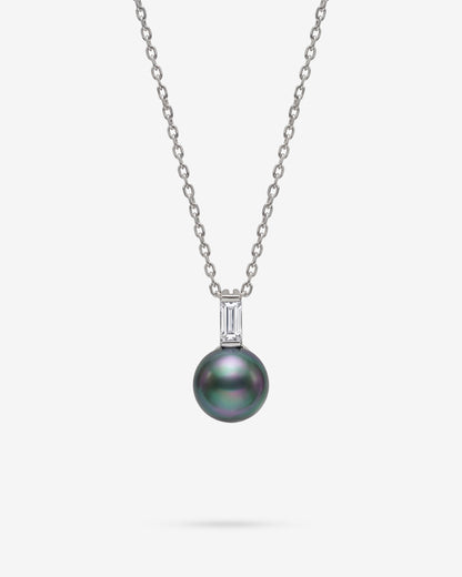 Necklace, Grey Pearl and Zircon, Selene 