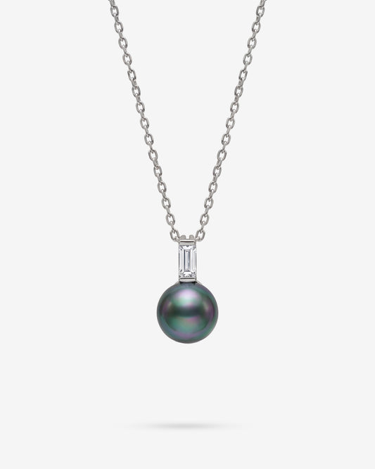 Necklace, Grey Pearl and Zircon, Selene 