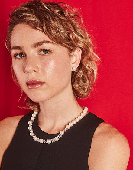 Pearl and Zirconia Necklace 10mm Venus
