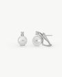 Omega-Verschluss-Ohrringe mit Spike, 10-mm-Perle und Zirkonia Selene
