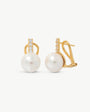 Pearl Stud Earrings 10mm with 4 Zirconia Golden Selene