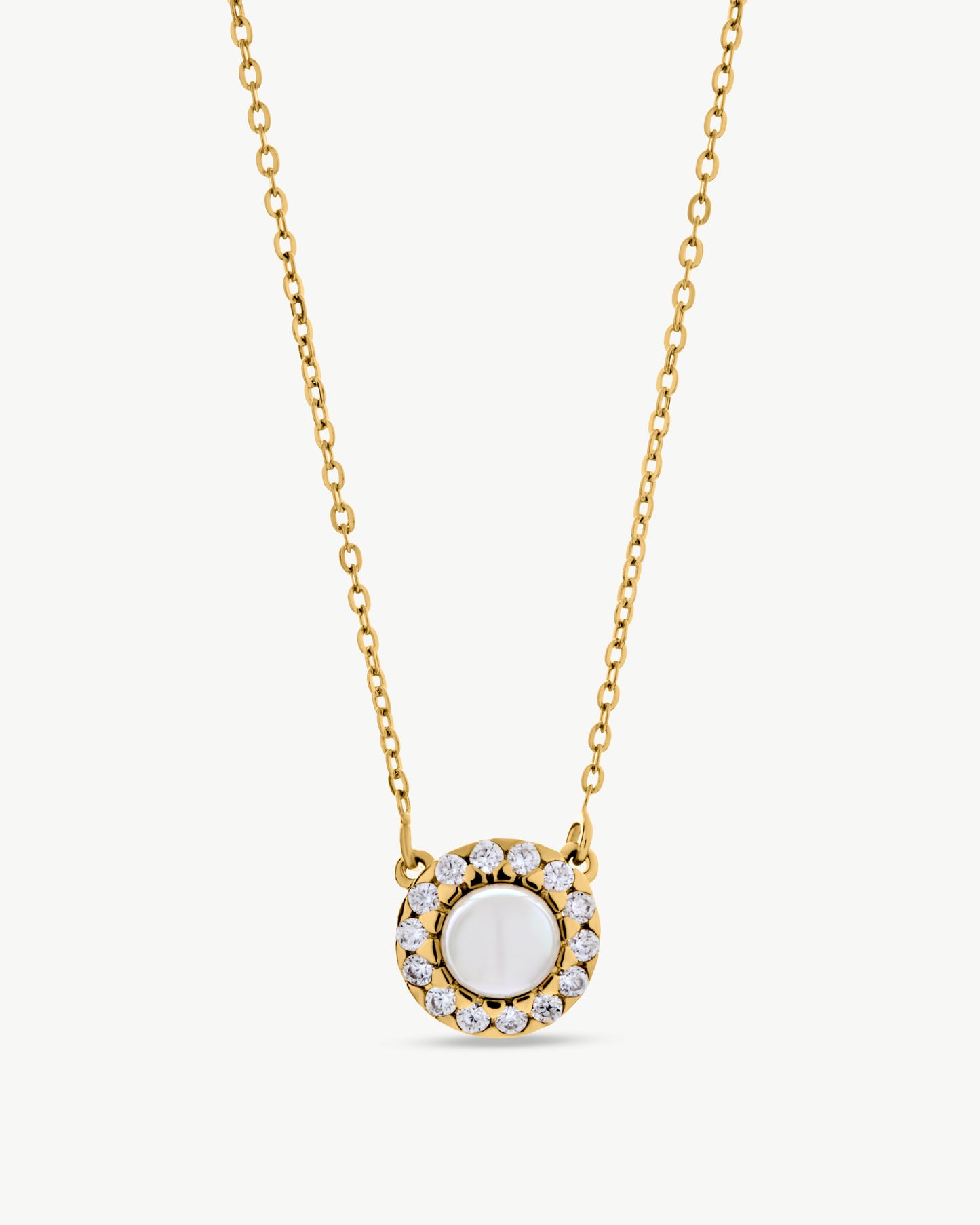 Pearl and Zirconia Pendant Necklace Golden Cometa