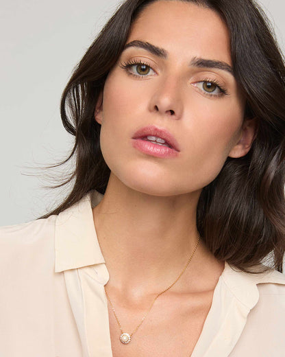 Pearl and Zirconia Pendant Necklace Golden Cometa