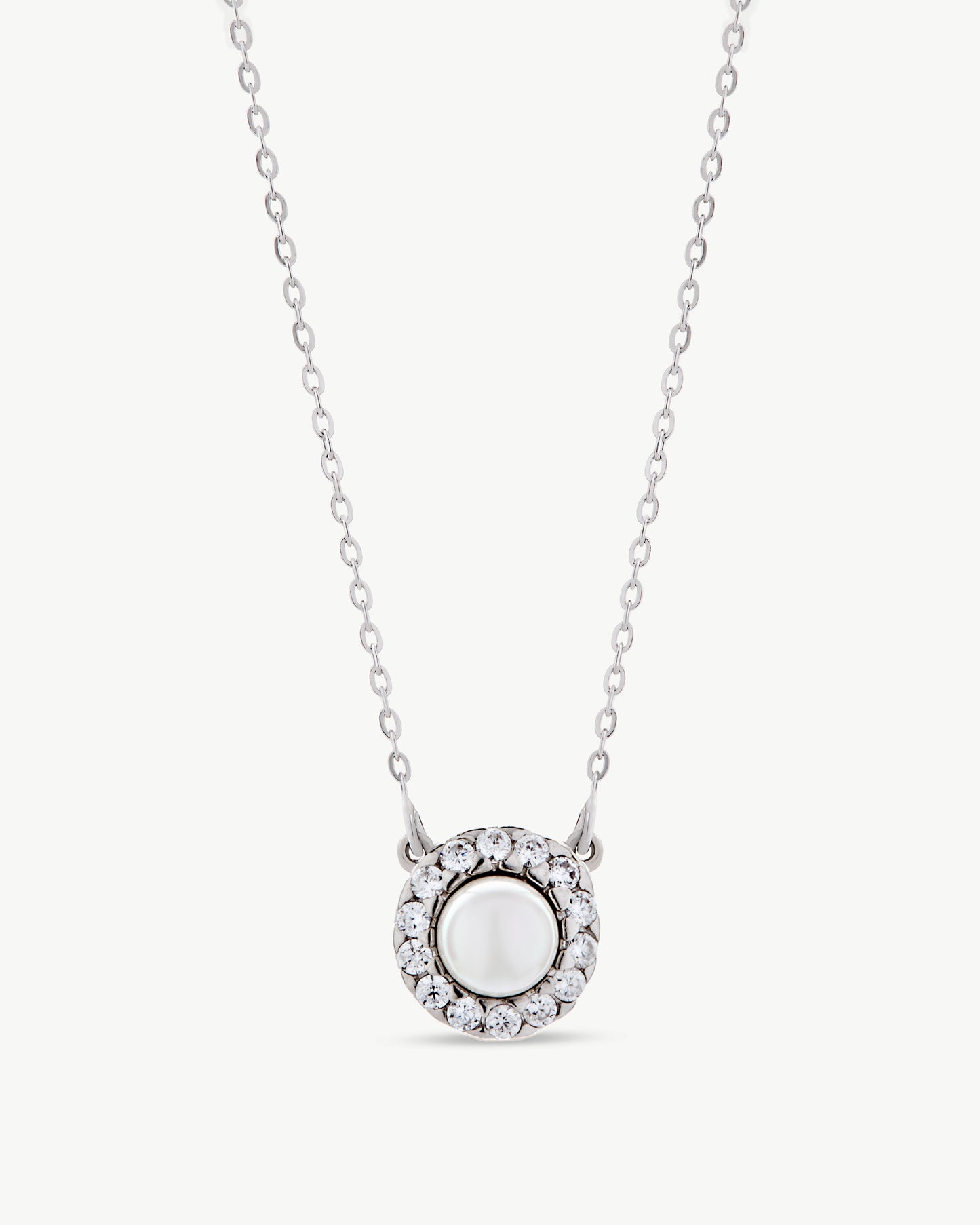 Pearl and Zirconia Pendant Necklace Cometa