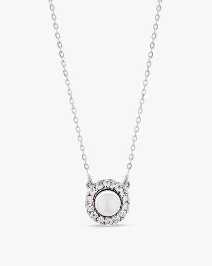 Pearl and Zirconia Pendant Necklace Cometa