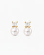 Pearl Earrings 8mm Golden with Square Zirconia Selene