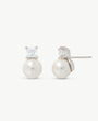 Pearl Earrings 8mm and Square Zirconia Selene