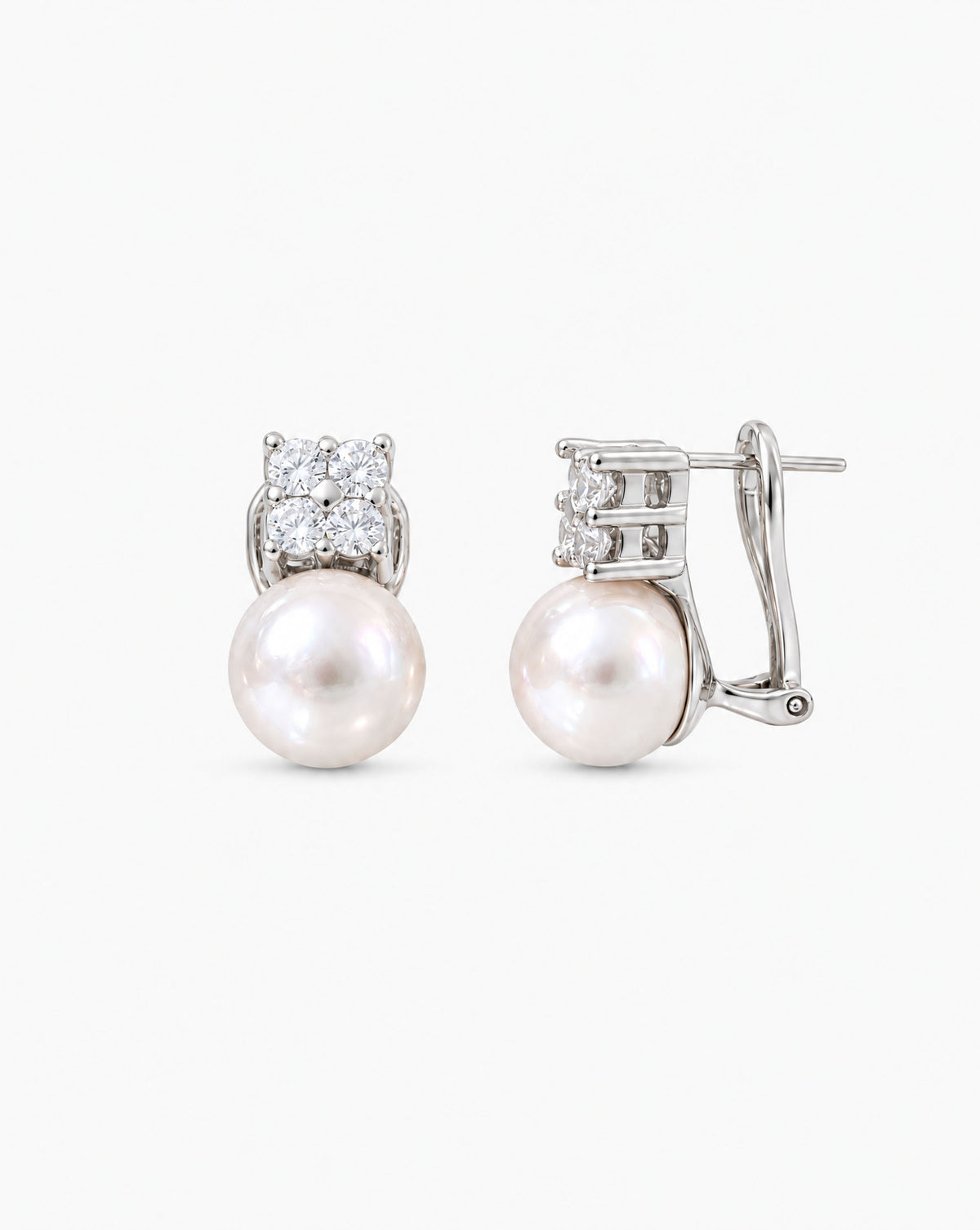 Pearl Earrings 8mm and Square Zirconia Selene