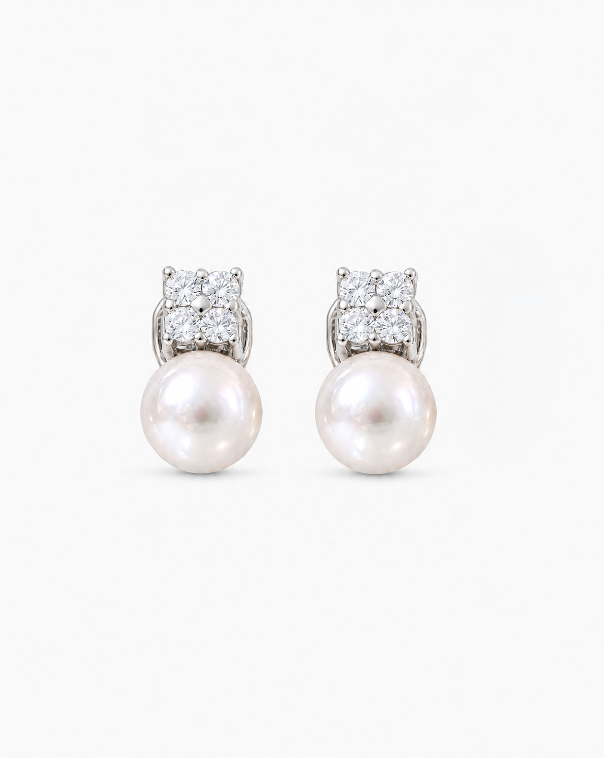 Pearl Earrings 8mm and Square Zirconia Selene