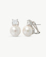 Pearl Earrings and Square Zirconia 12mm Omega Clasp Selene