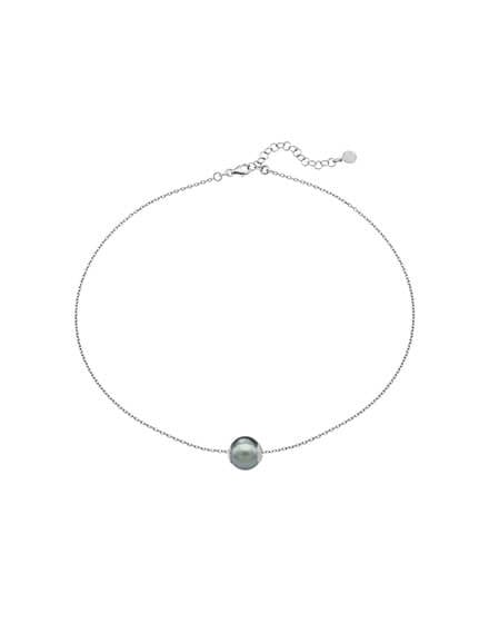 Silbergrauer Perlenhalsband 12 mm. Nuada